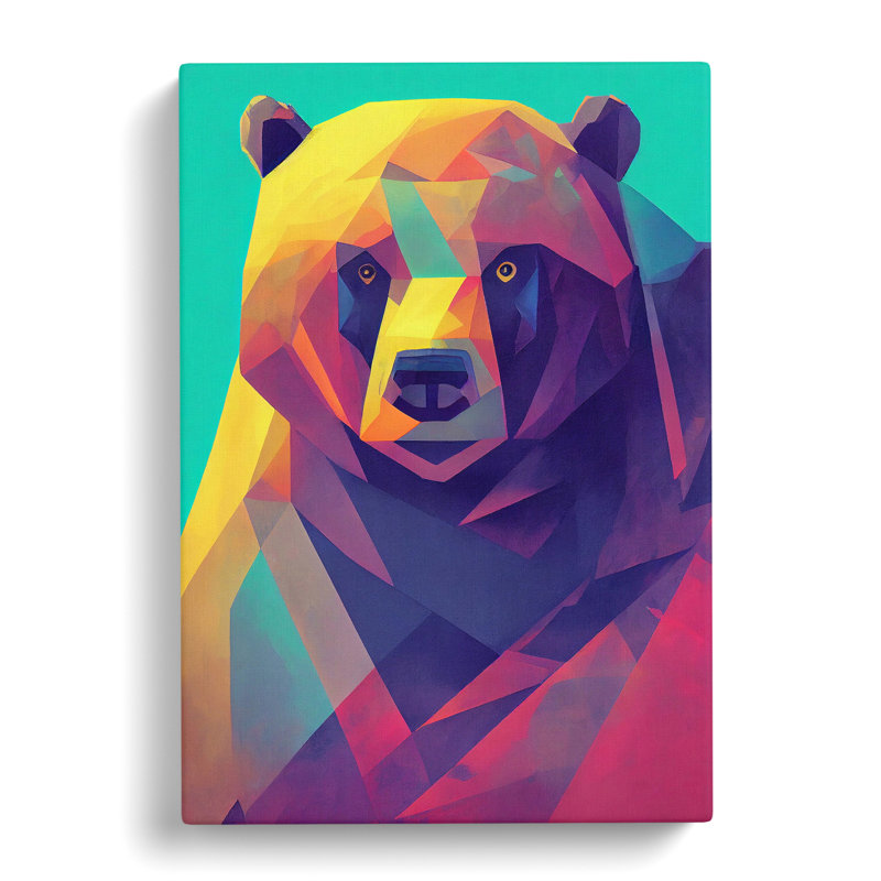 A Geometric Bear No.4 Abstract - Wrapped Canvas, 60cm H x 40cm W x 3cm D