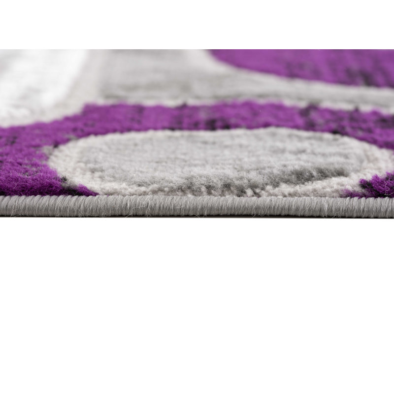 Tapis mauve à motif géométrique Balderston, Rectangle 2 pi x 3 pi