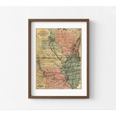 Burlington, Cedar Rapids et Minnesota, chemin de fer 1868, carte antique du Minnesota, Cedar Rapids Iowa, affiche, art mural Burlington, décor de couloir