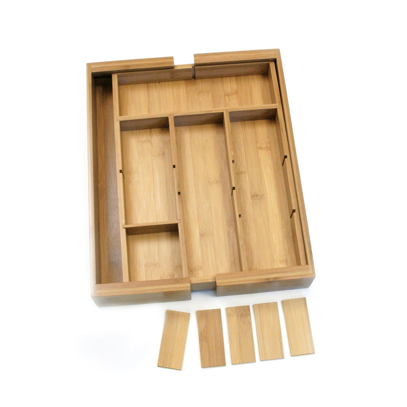 Natural Bamboo Expandable Organizer with Removable Dividers