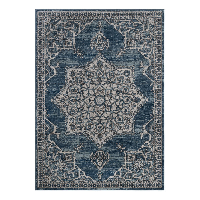 Weingartner Abstract Blue/Gray Area Rug, Rectangle 7'1" x 10'