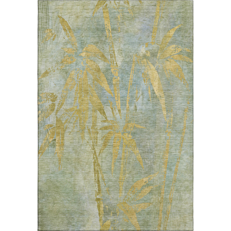 Premium Machine Washable Mayfield AMF2222 Botanical Rug, Sage, 5' x 7'6"
