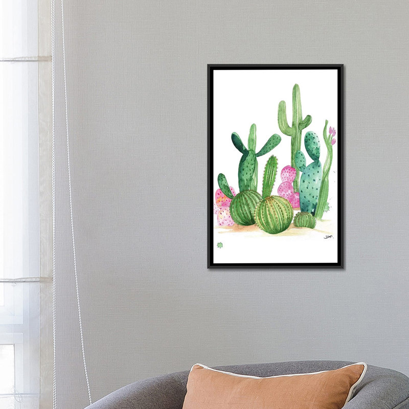 Cactus par Rongrong DeVoe - Estampe numérique sur toile tendue avec châssis, H 26 po x l 18 po x P 1,5 po, Pas de tapis