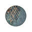 Tapis bleu lavable à motif géométrique rond-1277895854