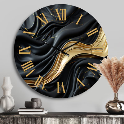 Horloge murale dorée et noire Soft Wave Fusion