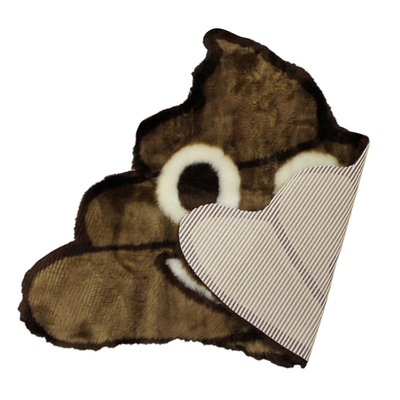 Tapis lavable en fausse fourrure brun Emoji - 2 pi 3 po