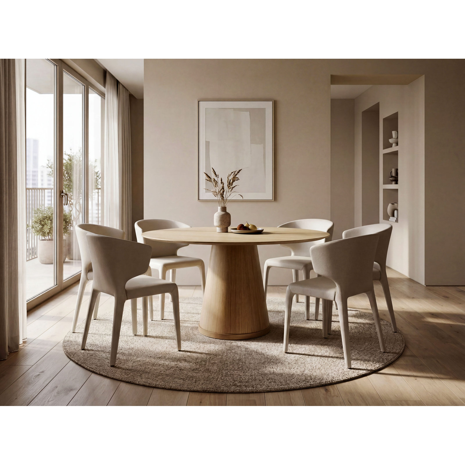 Dining Table, 30" H x 62.99" L x 62.99" W, Natural