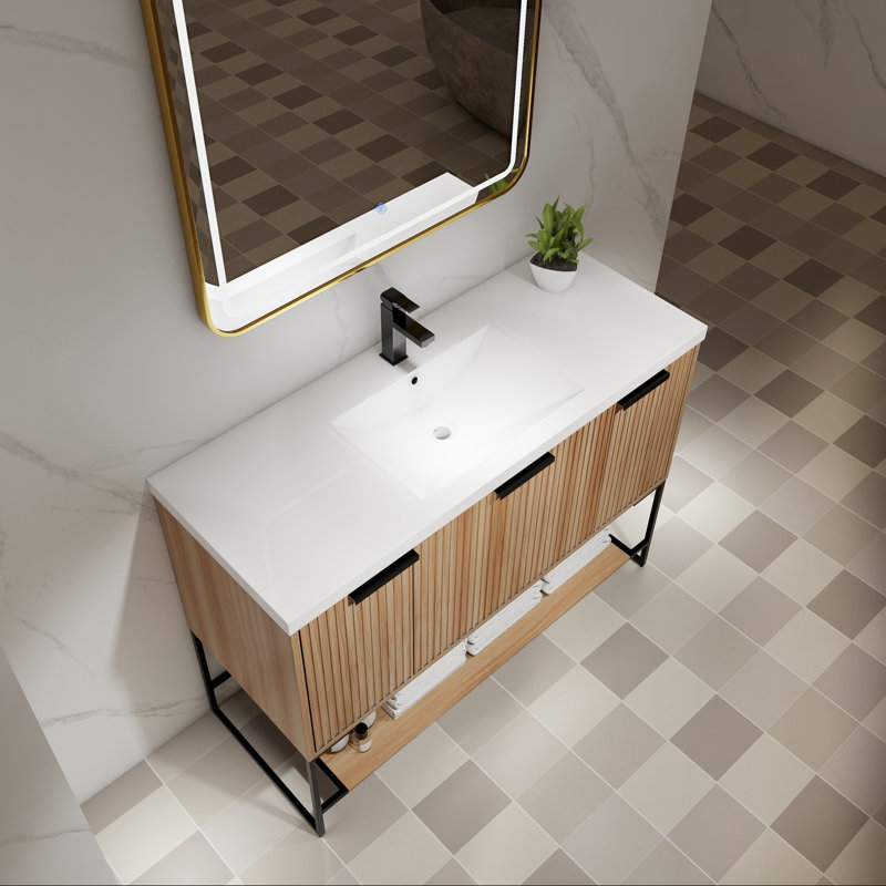 Meuble-lavabo 48 po en résine, Naturel