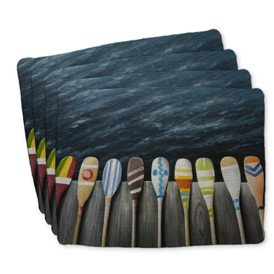 Colorful Paddles on the Dock Braided Polyester Placemats Set