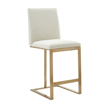 Chrishelle - Modern Off-white Fabric + Antique Brass Counter Chair