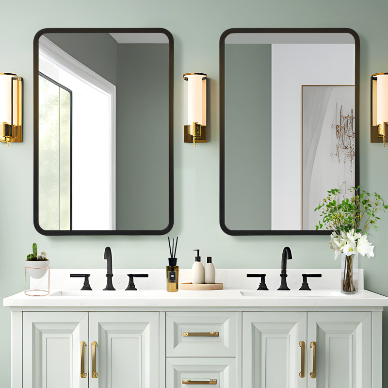 Bryndon Medicine Cabinet Mirror, Black, 24" H x 16" W