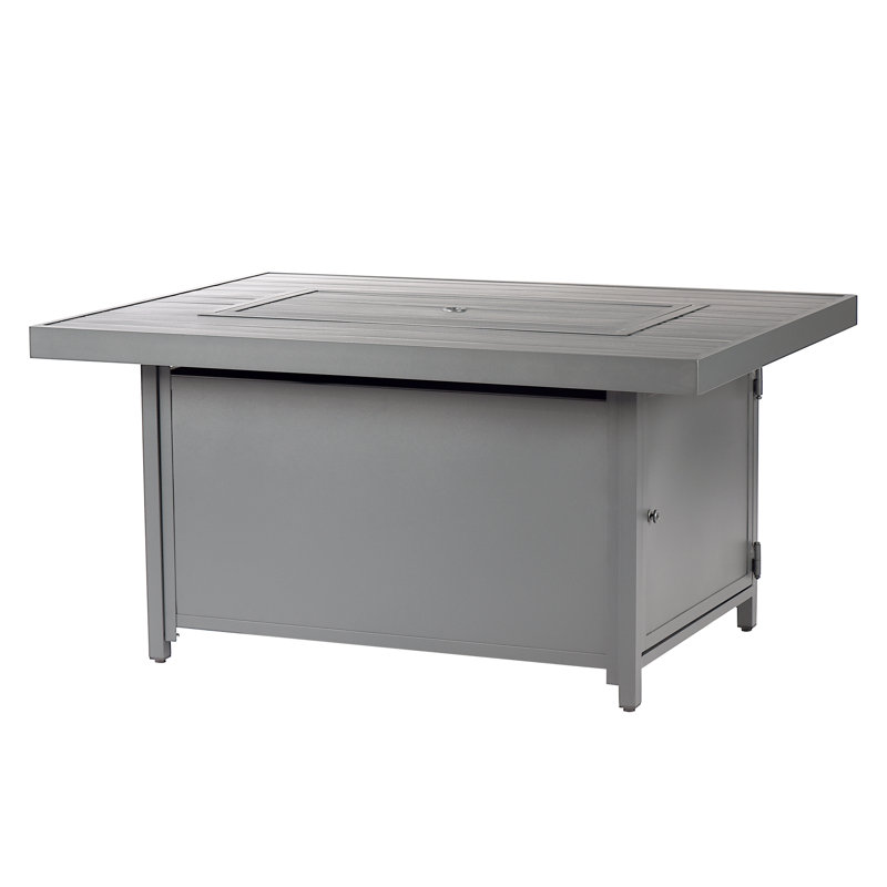 Carin Rectangle Aluminum Propane Smokeless Fire Pit Table with Hidden Fuel Tank, Gray