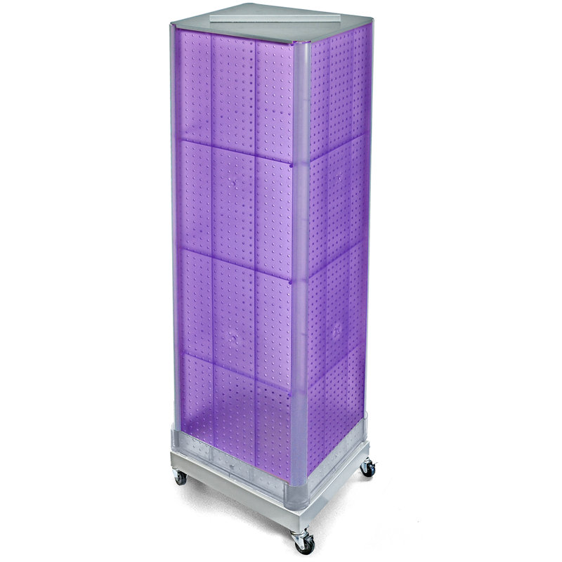 Tour mauve à quatre côtés avec base en métal à roulettes mauve