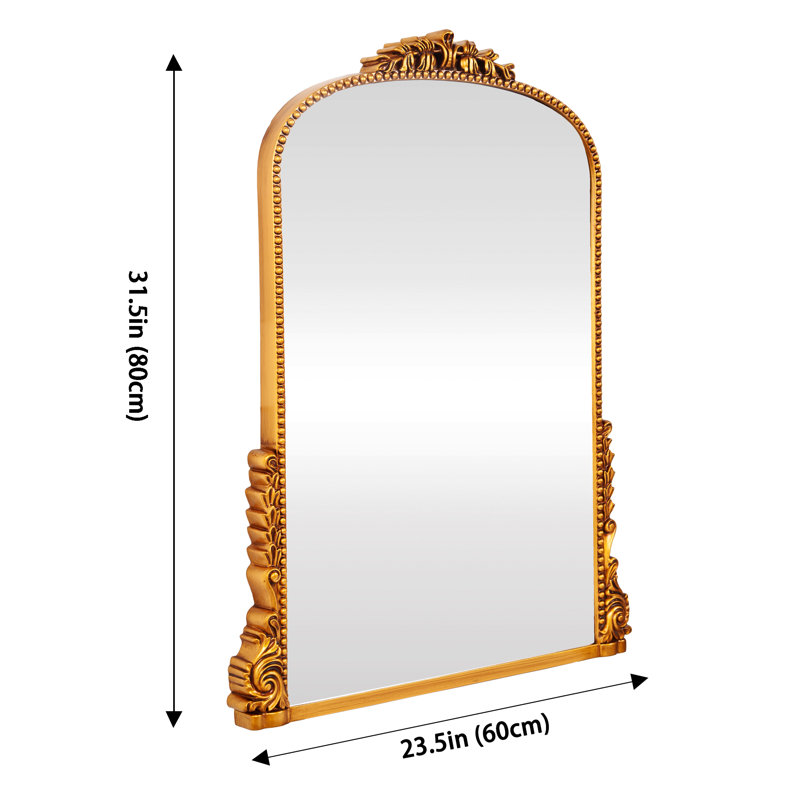 Miroir mural arqué or peint à la main, Or antique, 26 po x 35,4 po