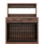 Chenil robuste pour chien de 38 po, table d'appoint brune avec 2 tiroirs de rangement et une tablette, conception de porte coulissante pour un déplacement facile, table de cage intérieure moyenne pour animaux de compagnie, cage pour chiens, structure en fer