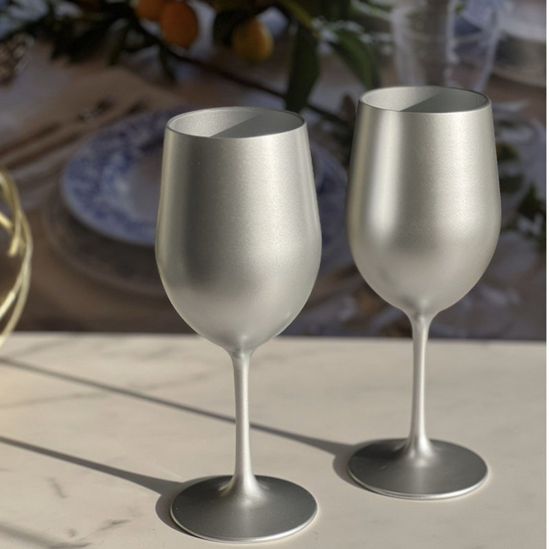 Verres à vin en plastique métalliques, 12 oz liq., Argent argent