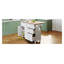 Ensemble d'îlot de cuisine avec rallonge et 2 tabourets en bois massif blanc Topmax