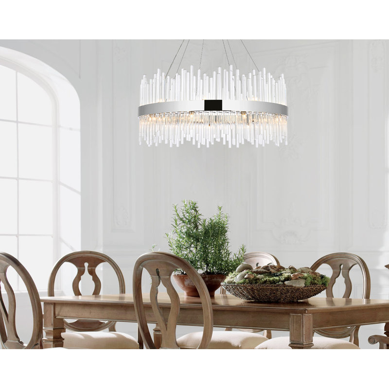 Lustre tambour unique Dalton, Chrome chrome, H 14 po x l 36 po x P 36 po, 20 lumières