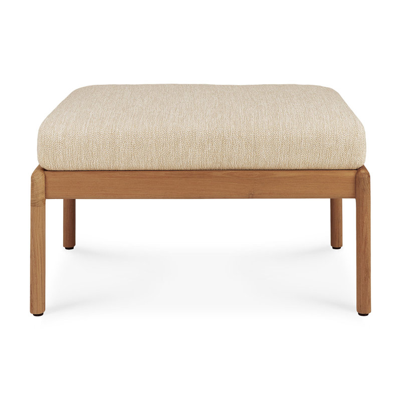Jack Outdoor Teak Ottoman, Brown, Natural