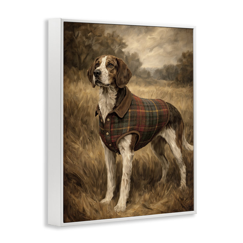«Hunting Days» à motif écossais, giclée encadrée, design par Kim Allen, H 20 po x l 16 po, Encadrement giclée blanc côtier