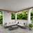 Outdoor Patio Sofa Set With Adjustable Reclining Backrest, Extendable Coffee Table With Ice Bucket, And Plush Cushions Weather-Resistant Wicker Sectional Sofa For Garden-522433048