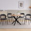 49cm H Linen Fabric Dining Chair, Open Cutout Backrest Upholstered Chair with Black Metal Leg-1676932085-1676932088