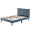 King Size Platform Bed Frame, Geometric Stitched Velvet Upholstered Headboard, Solid Wood Slat Support with Central Support Legs, Low Profile Bed Frame No Box Spring Required