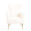 Upholstered Velvet Wingback Arm Chair - Gold Legs, Charming Single In White With Wingback, Gold- For Various Rooms,