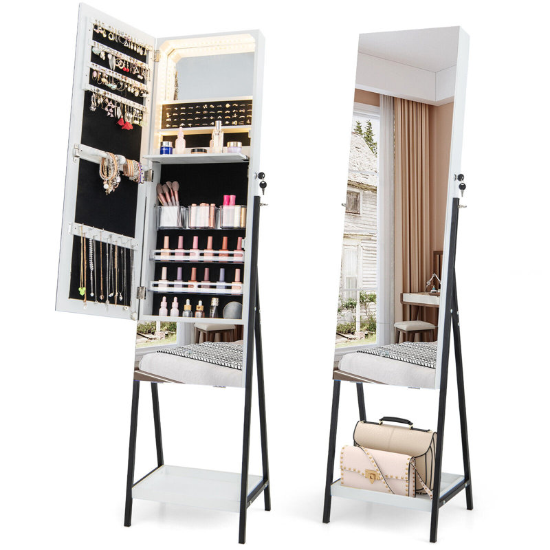 Areni Freestanding Jewelry Armoire, White