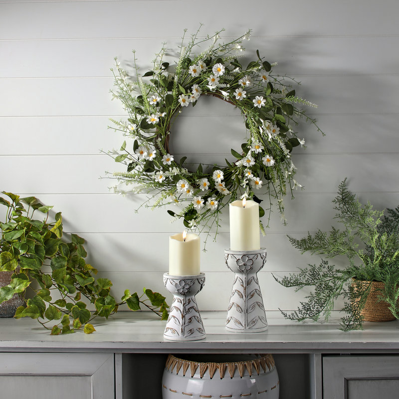 6-8" Resin Leaf Pattern Candle Holder