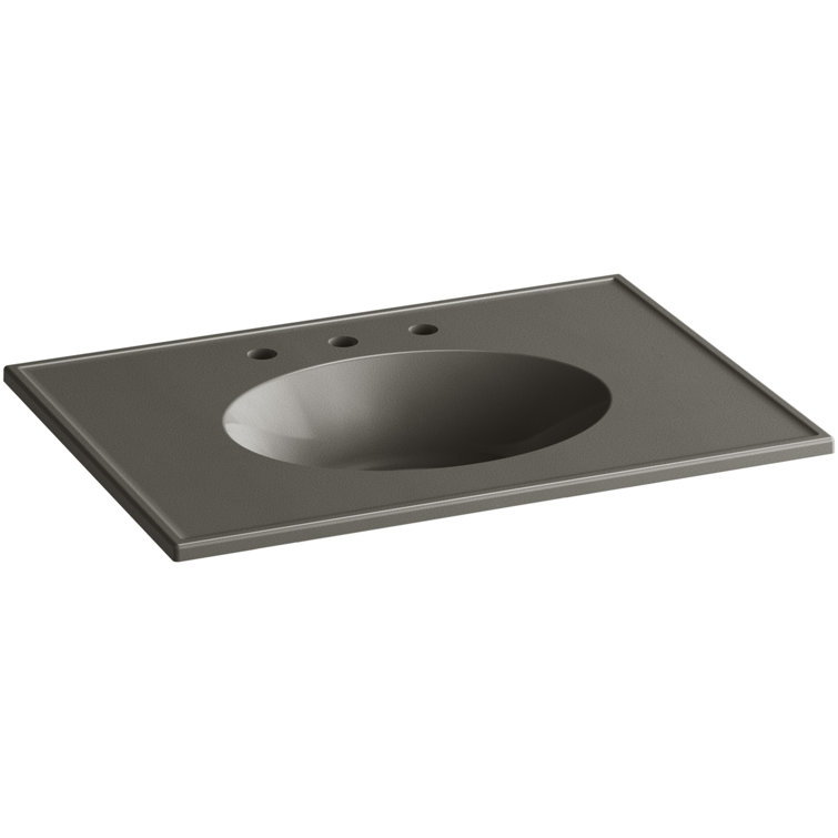 Ceramic Impressions Rectangular Drop-In Bathroom Sink with Overflow