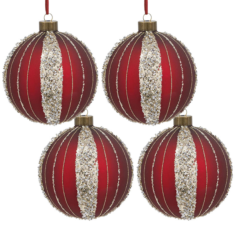 Ornement boule de verre Sequin Band, Rouge
