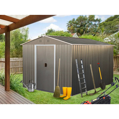 8 ft. W x 10 ft. D Metal Storage Shed,Tool Shed with Sliding Doors and Padlock