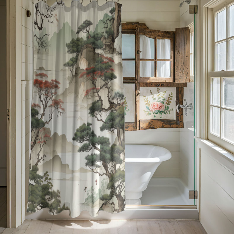 Asian Park - Rideau de douche Premium, H 74 po x l 71 po