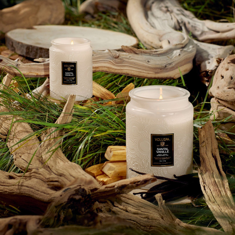 Santal Jar Candle with Glass Holder