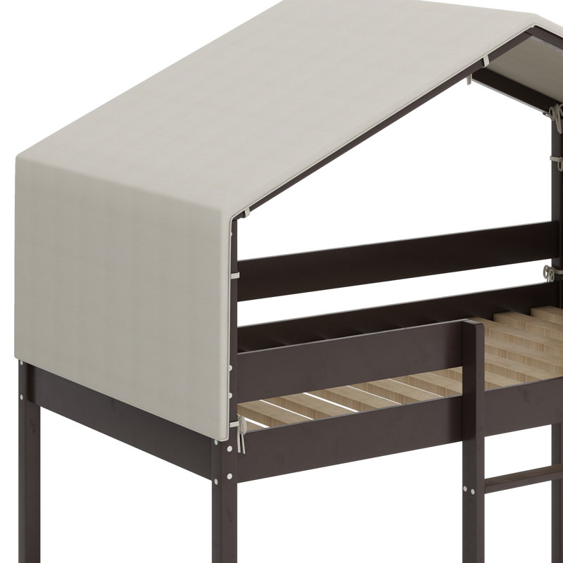 Lit superposé en bois avec tente, Espresso