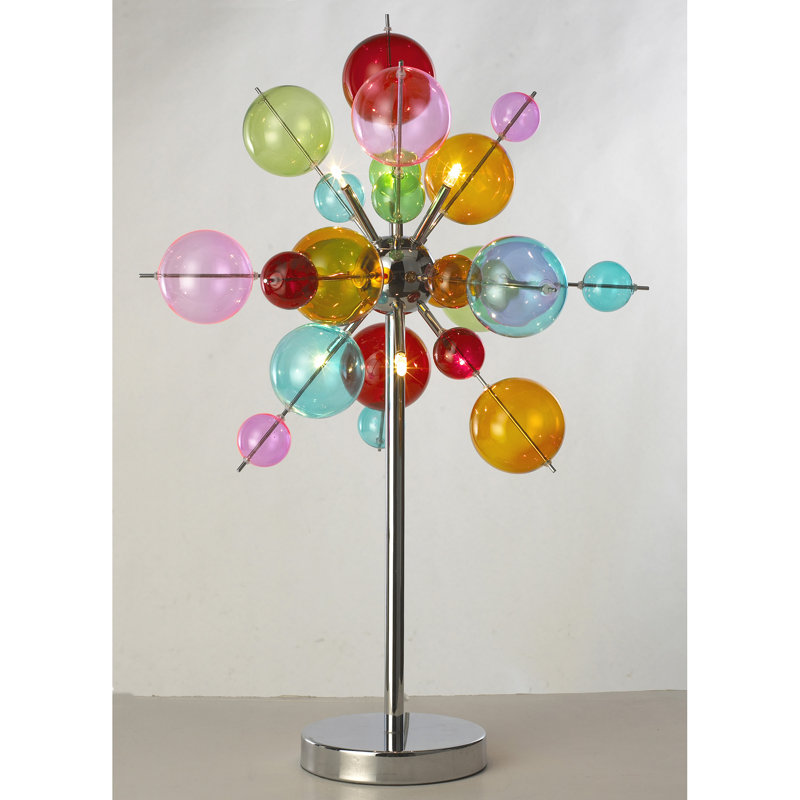 Azoriah Novelty Table Lamp, Silver Chrome Base/Multi-coloured Shade