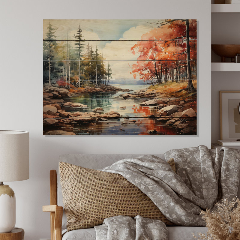 Forêt, parc national Acadia I sur bois, H 24 po x l 32 po x P 0,78 po