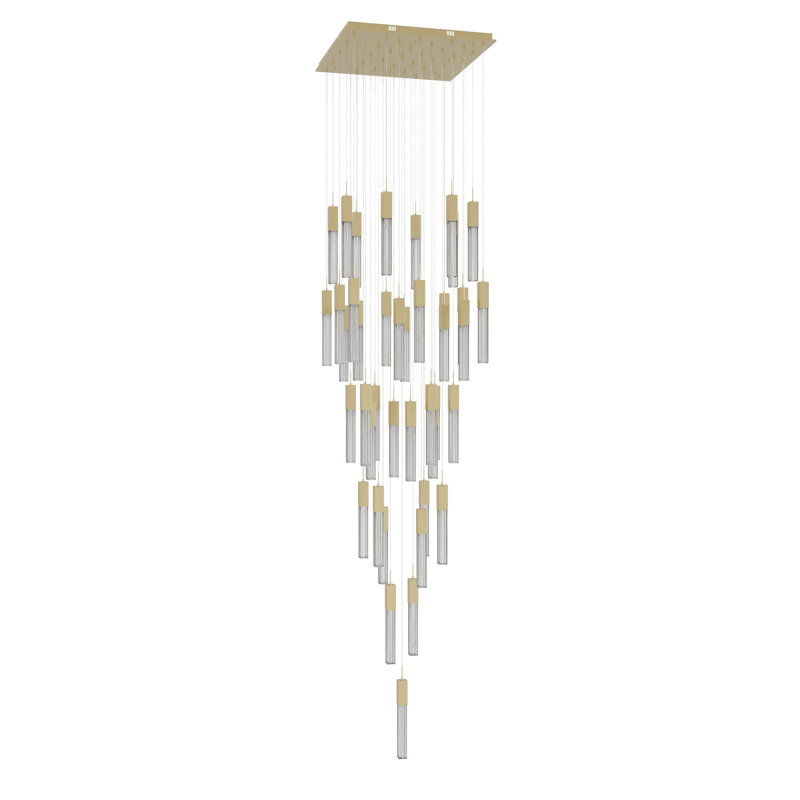 Luminaire suspendu grappe à 41 lumières Boa, Laiton brossé