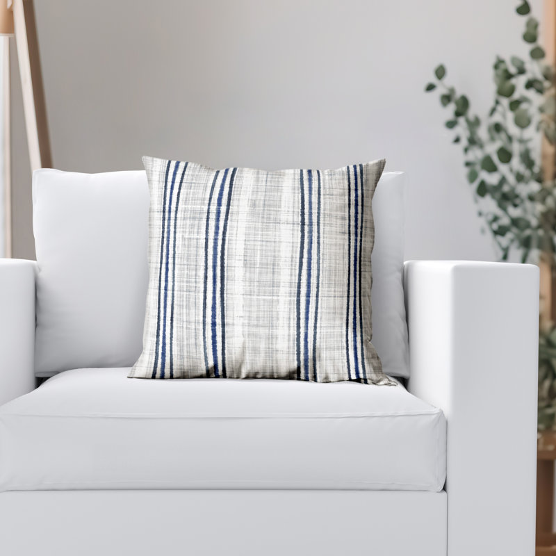 Striped Pattern Throw Pillow with Premium Polyester, 20" x 20", Navy