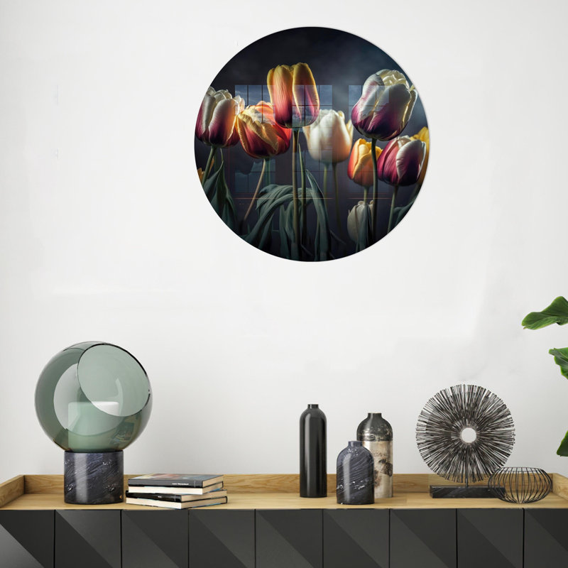 Superbe art en verre trempé tulipe parfait pour le décor du salon et idéal comme cadeau personnalisé, H 35,4 po x l 59,1 po