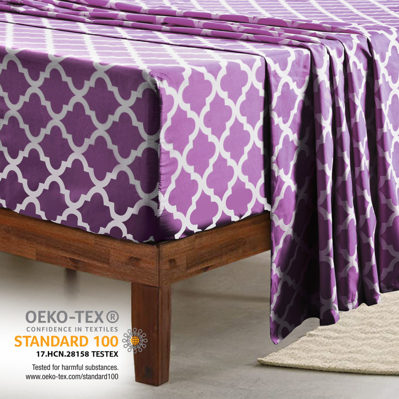 Purple Geometric Print Twin Microfiber Sheet Set