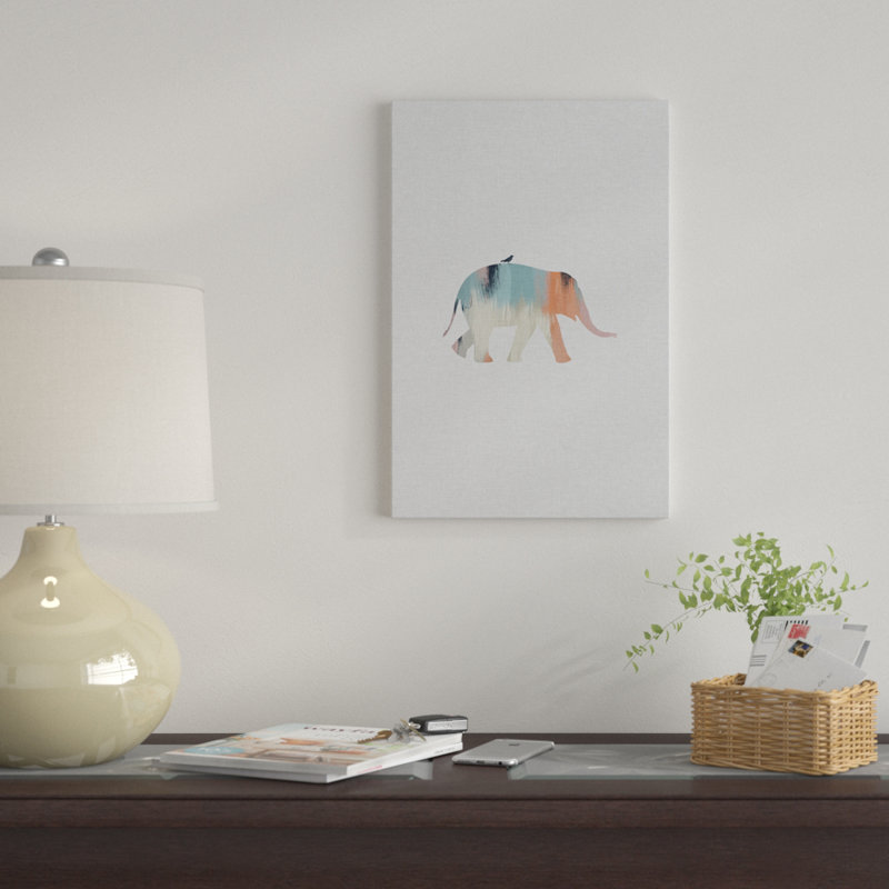 «Pastel Elephant», reproduction d'impression sur toile, H 18 po x l 12 po x P 1,5 po, Toile tendue, Pas de tapis