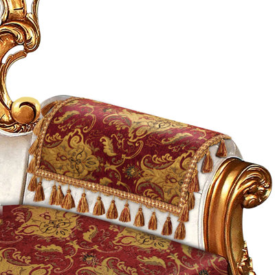Dark Red Damask Sofa Armrest Covers, Non Slip Furniture Arm Covers (Set of 2)