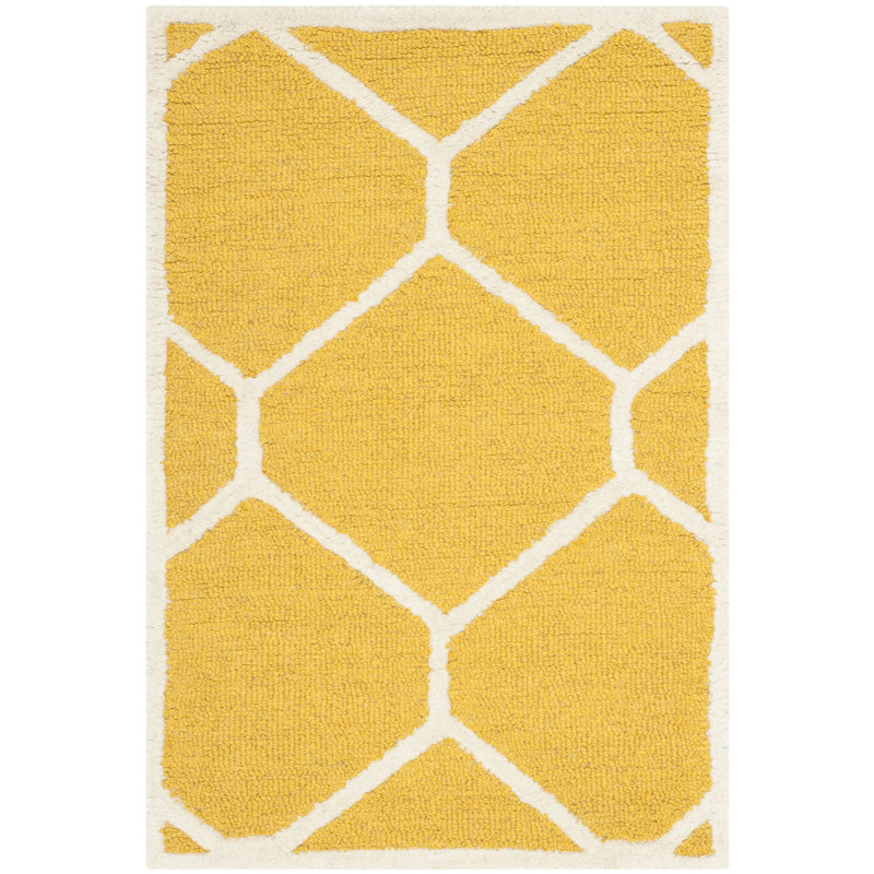 Sadowa Geometric Wool Hand Woven Area Rug, Rectangle 122 x 183 cm