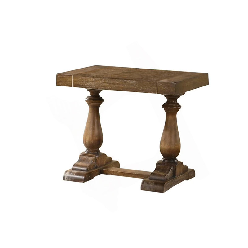 Transitional Wood End Table in Dove Gray, Living Room Solid Wood Sofa Side Table, Walnut