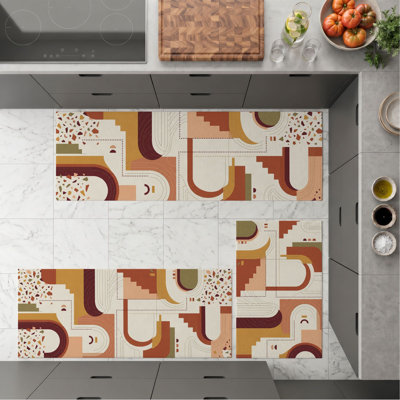 Tapis de cuisine géométriques abstraits et lavables antidérapants
