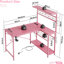 Zabarskaya Gaming Desk, Computer Desk with Power Outlets, LED Lights, Reversible Corner Desk with 4-Tier Shelves,Cup Holder & Hook Carbon Fiber-1493676971-1493631658