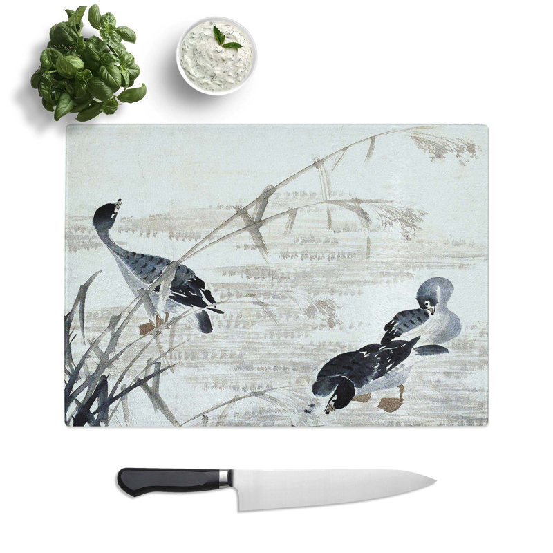 Tempered Glass Wild Geese by Bian Shoumin Chopping Board, 28.5 cm W x 20 cm L