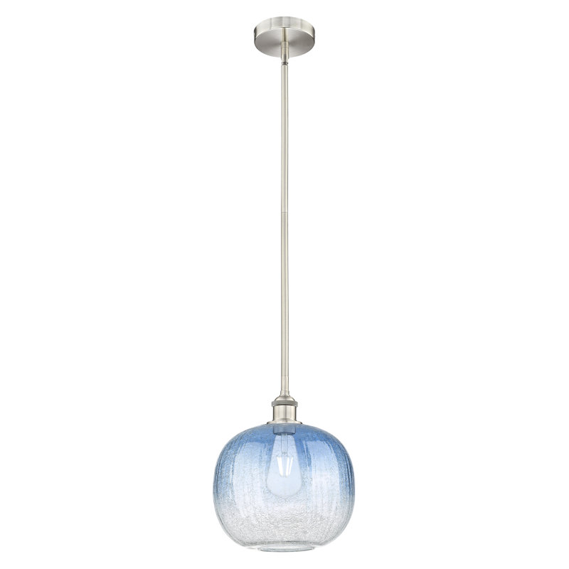 Edison - Brookhaven Sphère - Mini-luminaire suspendu avec tige 11 po 1 lumière, Sapphire Blue, Nickel satiné brossé